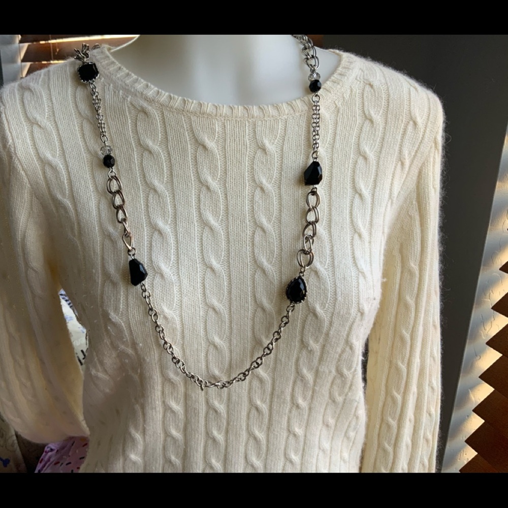 Silver and black necklace